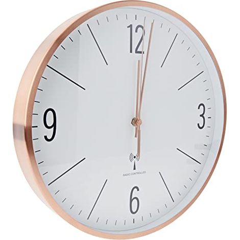 TFA Dostmann Orologio da parete radiocomandato, 60.3534.51 con struttura in metallo color rame, Metallo, Rame (1/4)