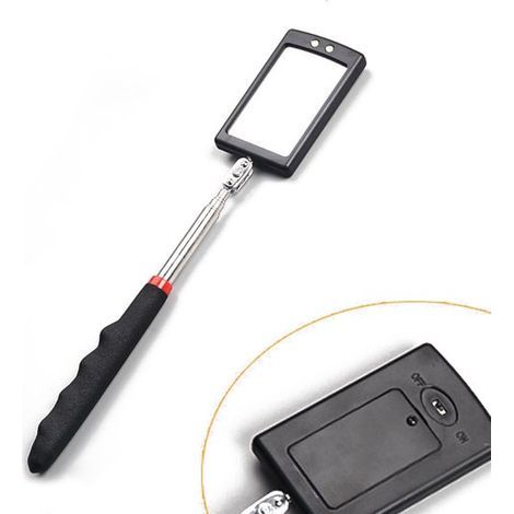 Miroir d'inspection télescopique à LED - Rotation à 360° - Miroir d'inspection avec éclairage LED