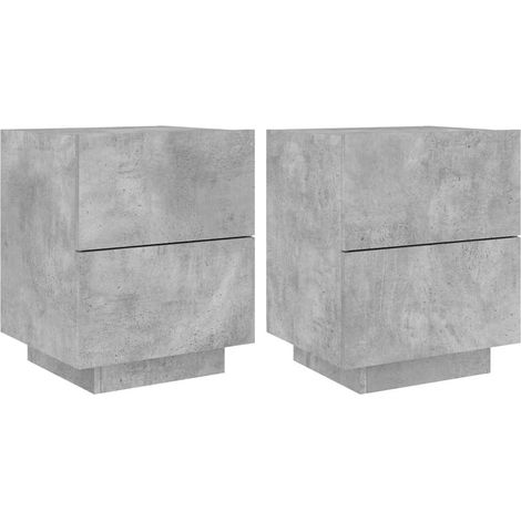 Maison Exclusive - Nachttische mit LED-Leuchten 2 Stk. Betongrau