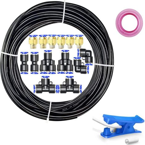 Tuyau Air - 10 M - Diamètre Extérieur 6 mm - Pour Outils Pneumatiques - Kit 14 Pièces Avec Cutter (1/5)