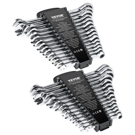 Schlüsselsatz 30-teiliger Ratschenschlüsselsatz mit Organizer-Rack, Cr-V-Stahl-Schlüsselsatz SAE 1/4 bis 1 Zoll, metrisch 8 bis 24 mm, ideal für den allgemeinen Haushalt, Garage, Werkstatt (1/5)