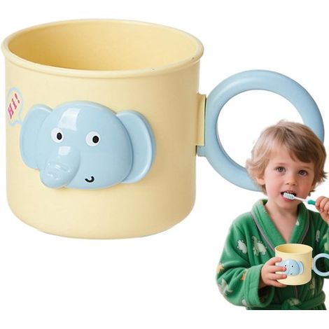 Vaso para cepillo de dientes con diseño de elefante，Taza para enjuague bucal，Organizador de baño，Lindo diseño de elefante，8,7 x 7,8 cm，Blanco (1/5)