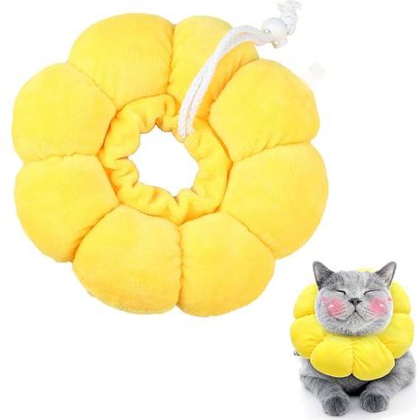 Anti-Leck-Katzenhalsband, verstellbares Katzenhalsband, weiches Katzenhalsband, Halsband im Elisabethanischen Stil, Halsband für Katzen und Hunde, Haustier-Schutz-Anti-Biss-Funktion, ( (1/5)