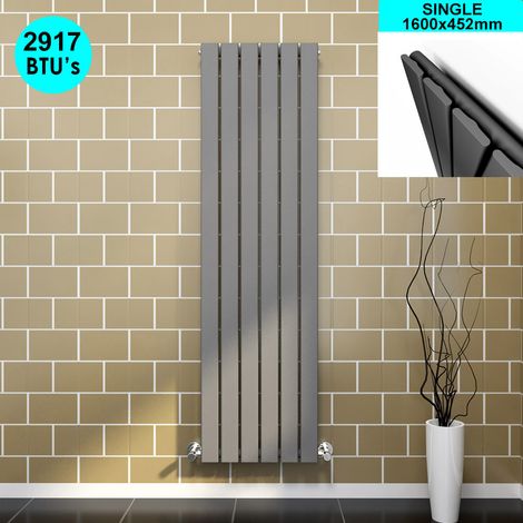 ELEGANT Designer Central Heating Vertical Column Radiator Rads Anthracite Single Flat Panel 1600 x 452mm (1/5)