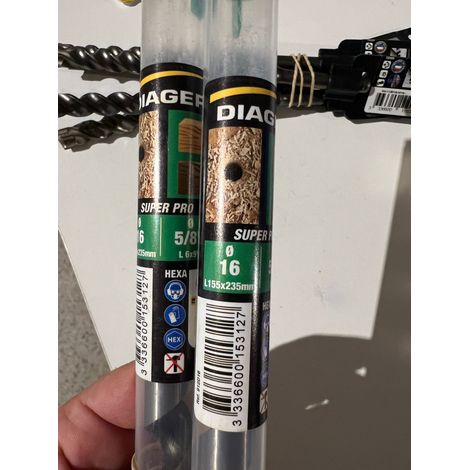 Einzigartige Spiral-Holzbohrer SUPER PRO mit sechskantigem Anschluss - 912 Ø 16 Länge nützlich 155 Gesamtlänge 235