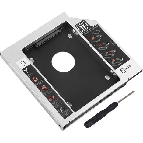 Boîtier d'adaptateur SATA HDD/SSD 12.7mm en aluminium pour lecteur DVD de PC portable
