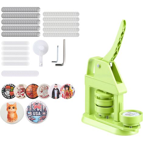 Mophorn Buttonmaschine, 58 mm, Maschine zur Herstellung von Buttons mit 100 Button-Teilen, Kreisschneider, Sechskantschlüsseln und Zubehör, ideal für DIY-Anstecker und personalisierte Pins