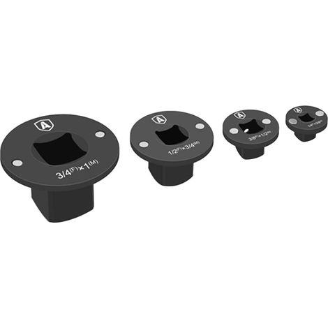 Ortviai Adaptateurs de douilles à chocs bas profil – 4 pièces (3/4″→1″, 1/2″→3/4″, 1/2″→3/8″, 1/4″→3/8″) en acier au carbone (1/4)