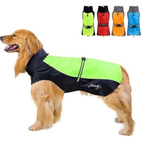 Waterproof Dog Coat for Medium to Large Dogs Reflective Safety Jacket Windproof Lightweight Mesh Lined Clothes for Travel/Hiking for Rainy Days Green 8XL (1/5)