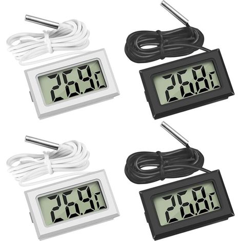 Digitales Thermometer mit wasserdichter externer Sonde für Kühlschrank, Gefrierschrank, Aquarium (4 Stück) (1/4)