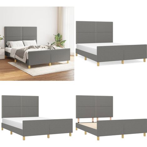 Giroletto senza Materasso Grigio Scuro 140x190 cm Tessuto - Testiera per letto - Letto con testiera