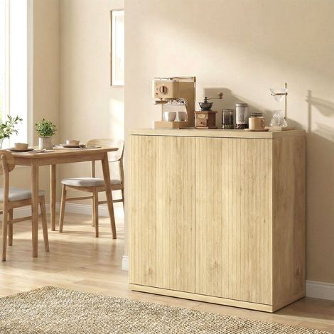 Buffet Salon. Meuble de Rangement Moderne avec Portes à Fermeture Douce et Étagères Ajustables. 78 x 39 x 79 cm. Chêne (1/5)