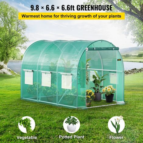 Serre Tunnel Jardin 3x2,1x2,1 m Tente Abri Plantes Cadre en Acier Galvanisé Couverture Étanche en PE 1 Poutre Supérieure 2 Poteaux… (1/5)