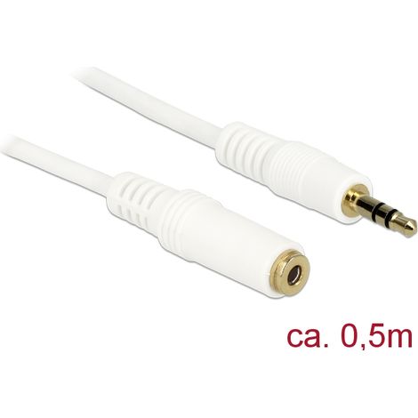 Kabel klinke 3 pin verlÃ¤ngerung 3,5 mm stecker  buchse 0,5 m weiÃ delock