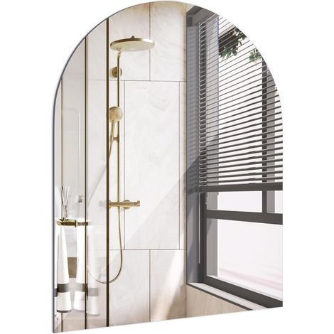 Miroir de coin autocollant pour salle de bain, 40×30cm miroir mural sans cadre HD, miroir décoratif pour salon, WC des invités, chambre à coucher, DIY (1/5)