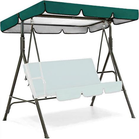 Toldo de repuesto para columpio de patio 2 y 3, cubierta impermeable para columpio de porche, cubierta impermeable con protección UV para patio, jardín y exteriores, verde oscuro, 56 x 47 x 7 pulgadas (1/5)