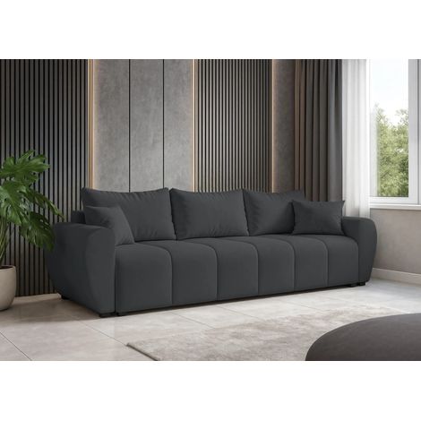AX LIVING Malatya Big Sofa mit Schlaffunktion Schlafsofa in Dunkelgrau