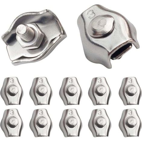 20 Pièces Pince câble métallique Serre-Câble Acier M3 Wire Rope Clips Pour Câble d’Acier 1,5mm-3 mm Serre Cable en Acier Inoxydable Pour Les Chantiers de Construction et Les Navires (1/4)