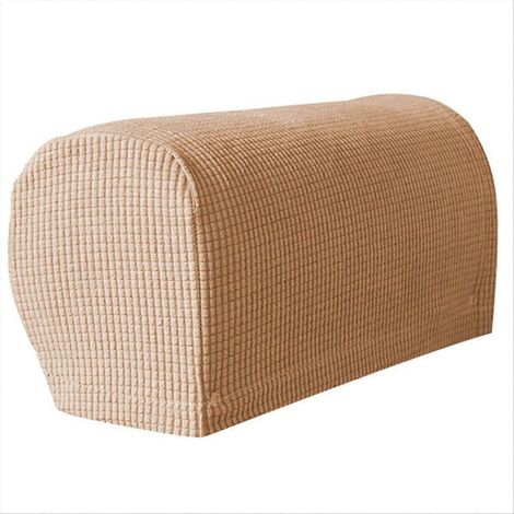 Lot de 2 protège-accoudoirs extensibles en peluche douce pour canapé, housses de bras de fauteuil, couleur kaki (1/5)