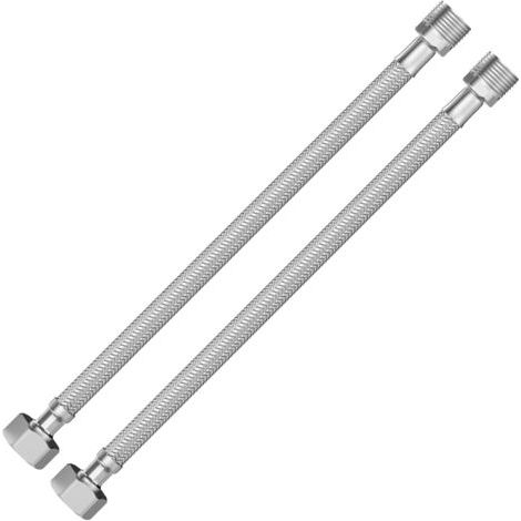Lot de 2 tuyaux flexibles blindés flexibles de raccordement en acier inox- 3/8" Femelle x 3/8" Mâle Flexible sanitaire- 30CM (1/5)