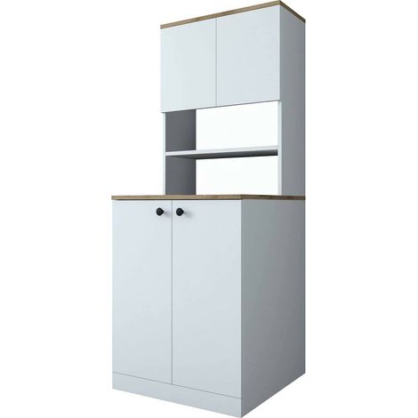 Dmora - Armadio multiuso grande Marty, Mobile multifunzionale, Mobiletto scarpiera, Guardaroba porta scarpe, 70x73h184 cm, Bianco e Noce (1/5)
