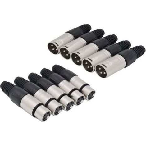 10Pcs Connecteur à Souder Xlr 3 Broches 5 Fiche Mâle de Microphone Prise Audio (1/4)
