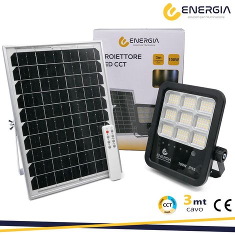 PROIETTORE C/PANNELLO SOLARE 100W 1100LM CCT TELECOM (1/3)