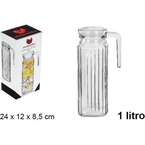 1 lt. jarra cristal cuadrada para frigo con tapa blanca 1000 ml. alessandro