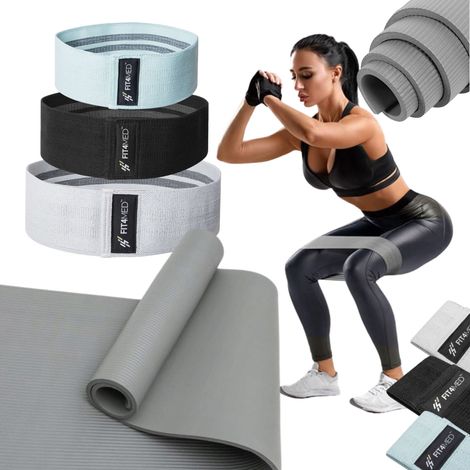 Elastici per esercizi di fitness + tappetino (1/5)
