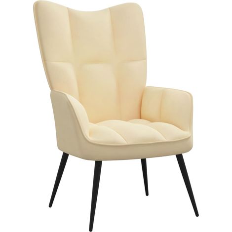 Chaise de relaxation Fauteuil de relaxation Chaise de Salon Relax Intérieur Blanc crème Velours DGBDF908477 (1/5)
