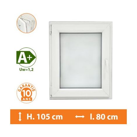 Fenêtre 1 Vantail Blanc - Tirant Gauche - H.105 x l.80 cm (1/4)