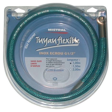 Tubo Gas Naturale - Flessibile - Inox - 1 M - Mistral Gaz