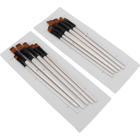 12 Pcs Paint Brush Set Pearl White Rod Two Color Nylon Watercolor Paint Oil Paint Brushes Gift SetDiagonal Tips, Flat Tips (1/5)
