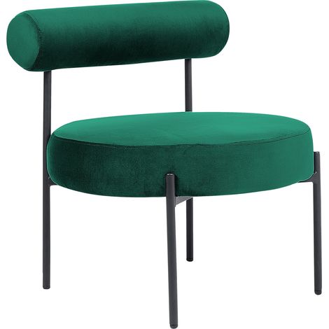 Sillón de terciopelo verde esmeralda negro sin reposabrazos metal Alpha