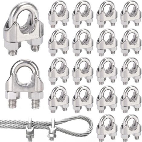 20 Serre Cable Acier 5mm, Serre Cable Inox, Convient pour Fil Ø 5 mm (1/3)