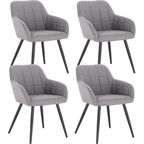 WOLTU Juego de 4 sillas de comedor, sillas de cocina en lino y metal 49x43x81cm Gris claro (1/5)