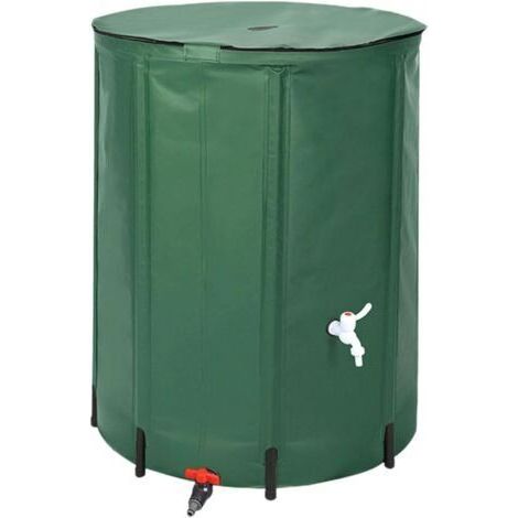 Baril de Pluie Pliable Vert, Réservoir d'eau Pratique pour Remplir et Verser l'eau, Système de Collecte d'eau de Pluie, 200l