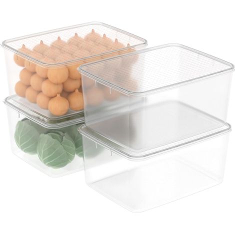 10L4 Boîte Conservation Alimentaire, Conteneur Alimentaire, Boîte de Rangement, Récipient de Congélateur avec Couvercle, Sécuritaire au Micro-ondes, Sans BPA, Plastique, Clair, 10L-Lot de 4 (1/5)