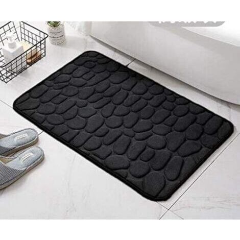 Tapis de bain antidérapant en mousse à mémoire de forme, tapis de sol antidérapant, tapis de toilette,40 x 60 cm, noir (1/5)