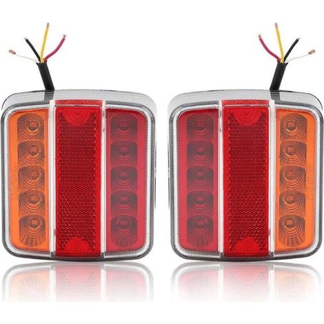 Pack 12V LED Tail Lights for Trailers and Trucks, 18 LED Rear Tail Lights, Rear Brake Lights with Waterproof Stop Light, License Plate Light for Trailer (1/4)