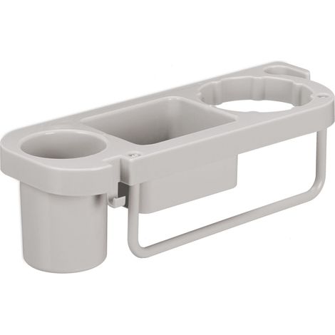 Supporto da parete multifunzionale per asciugacapelli per il bagno 9 x 30 x 10,5 cm in plastica bianca 130012692