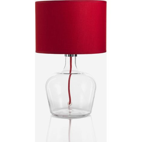 Lampada da tavolo di design in vetro e tessuto Bruma - Rosso