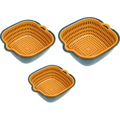 1 ensemble de paniers d'égouttage en plastique - paniers d'égouttage carrés (grand ensemble de six pièces) [très grand + grand + moyen]