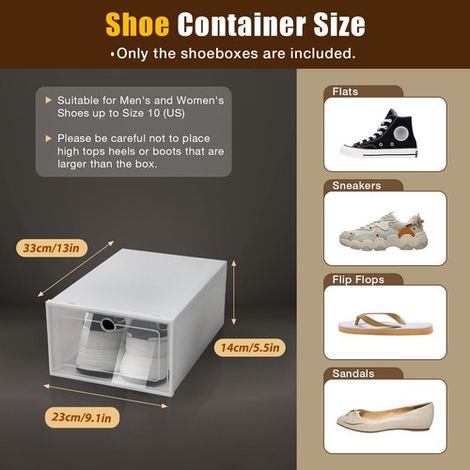 24pcs Clear Plastic Shoe Storage Boxes Drawer Stackable Foldable Organiser (1/5)