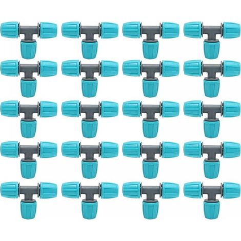 20 Stück T-Stücke mit Widerhaken, 16 mm Schlauchverbinder für Tropfbewässerung, 3-Wege-Adapterrohre, T-Verbinder, Wasserrohrverbindungen
