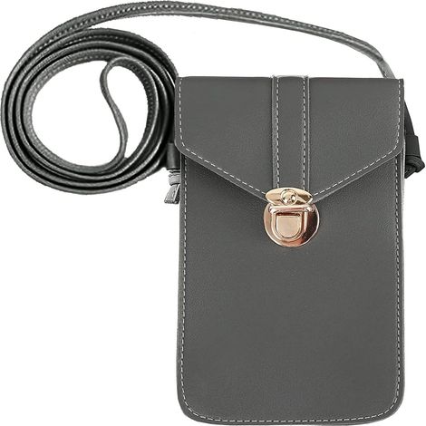 Sac de messager en cuir pour femme sac pour téléphone portable (gris foncé), (1/2)