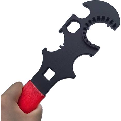 Clé à molette multifonctionnelle en métal à poignée rouge avec noyau de clé dynamométrique, clé mixte facile à utiliser, outil de quincaillerie haute dureté