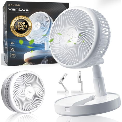 Ventilateur de Pied Ultra Silencieux 30dB Pliable Ventilateur Portable Rechargeable 4000mAh USB-C 4 Vitesses, Ajustement 180° Bureau, Camping et Voyage 35 CM de Hauteur (1/5)