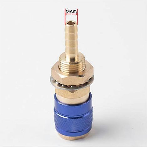 2 Stück 6 mm wassergekühlter Gas-Wasser-Schnellverbinder-Adapter für Mig-Wig-Schweißbrenner-Stecker, blau + rot (1/5)