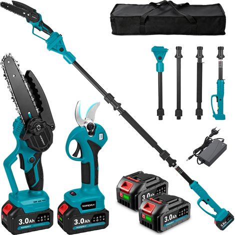 4 in 1 Pole Pruner with Battery, Detachable Pole 2.4 m 6 Inch Mini Chainsaw (1/5)